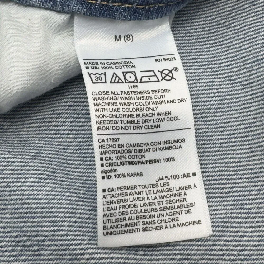 Old Navy Denim Bib Overalls Girls M 8 Distressed Straight Leg Casual